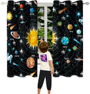 Solar System Curtain Panels - 2Pcs 82" x 63" 95% Blackout Outer Space Curtains for Boys Bedroom Grommet Room Darkening Galaxy Planets Themed Curtains for Living Room by TinyTreasures Baby Boutique