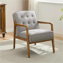 Linen Accent Chair, Mid Century Modern Chair for Living Room, Upholstered Comfy Lounge Armchair with Solid Wood Frame, Reading Side Chair for Bedroom,105°Ergonomic Comfort, Grey by CozyNest Decor