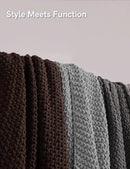YnM Chunky Cotton Knit Throw Blanket, Cable Knit Throws for Bed Couch Sofa, Comfy & Relaxing, Decorative Piece for Farmhouse Modern Boho Rustic Scandinavian Chic Vibe, Quarry Grey 80x87 Inches by CozyNest Decor