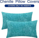 CaliTime Throw Pillow Covers Decorative 12 X 20 Inches Pack of 2 Cozy Chenille Cushion Cases for Couch Sofa Bed Living Room Home Lake Blue by CozyNest Decor