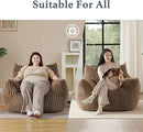 Giant Plush Bean Bag Chair for Adults with Armrests - Oversized Comfy Khaki Beanbag Lounge Lazy Floor Sofa Chair for Living Room, Bedroom & Dorm, Cozy Fluffy Single Cloud Mini Couch by CozyNest Decor