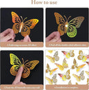 SAOROPEB 3D Butterfly Wall Decor - 48 Pcs, 4 Styles, 3 Sizes - Removable Gold Decorations for Birthday & Party Celebrations by CozyNest Decor