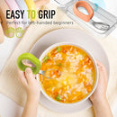 Toddler Utensils - Baby Forks and Spoons Set - Kids Stainless Steel Silverware - Children Safe - Self Feeding - Dishwasher Safe (Orange + Green) by TinyTreasures Baby Boutique