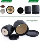 D'vine Dev 6 Inch 4 Inch Ceramic Indoor Planter Pots with Drainage Hole and Saucer, Beaded Design Flower Pots, Set of 2, Matte Black, 27-D-U-6 by GreenHaven Gardens