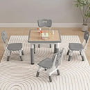 Kid Table and Chairs, Height Adjustable Childrens Table and Chair Set, Kids Tables for Age 2-8, Graffiti Desktop, Table for Kids with 4 Seats, Small Kids Table, Max 300lbs by CozyNest Decor