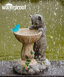 Solar Cat Statues for Bird Bath: Outdoor Sculptures for Garden Lawn Patio Yard Balcony Porch - Unique Gifts for Mother Grandma Women by GreenHaven Gardens