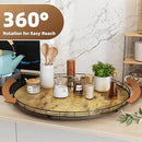 Lazy Susan Turntable Organizer for Table Top, 24’’ Round Wooden Lazy Susan for Cabinet Kitchen Countertop Pantry Dining Coffee Table for Condiments Spices, Rustic Bathroom Vanity Tray for Soap Candle by CozyNest Decor