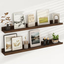 Fun Memories Picture Ledge Shelf, 36 Inch Floating Shelves for Wall, Nursery Bookshelf for Storage, Rustic Elm Wood Photo Ledge Shelves for Bedroom, Living Room, Kitchen (Walnut, 36in Set of 2) by TinyTreasures Baby Boutique
