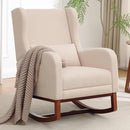 Rocking Chair Nursery, Nursery Rocking Chairs with Foot Rest, Comfy Fabric Glider Rocker Nursing Chair with High Back for Nursing, Living Room, Bedroom, Beige by TinyTreasures Baby Boutique