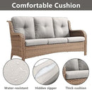 Outdoor Wicker Patio Furniture Set - 6 Piece Rattan Patio Conversation Set with 2 Rocking Swivel Chairs,2 Ottomans,1 Sofa and 1 Side Table for Porch Deck Backyard Garden(Yellow/Beige) by GreenHaven Gardens