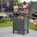 Domi Grill Carts Outdoor with Storage and Wheels, Whole Metal Portable Table and Storage Cabinet for BBQ,Deck,Patio,Backyard(Dark Grey) by CozyNest Decor