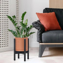D'vine Dev Terracotta Planter with Ebony Stand - 8 Inch Modern Round Flower Pot with Wood Planter Holder, Terracotta, 55-B-M-5 by CozyNest Decor