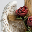 12" Angel Wings Embracing Cross and Rose Garden Statue Memorial Statue for Beloved one by GreenHaven Gardens
