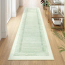 Wonnitar Washable Green Striped Runner Rug for Hallway 2'6"x8', Non-Slip Soft Runner Rug for Bedroom, Low Pile Minimalist 8ft Carpet Runner for Bathroom Laundry Kitchen (Green, 2'6" x 8') by CozyNest Decor