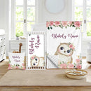 Custom Crib Bedding Set - Owl Design Personalized Name Baby Nursery Bed 3 Pcs Set - Chic Soft Blanket with Dotted Backing, Sheet, Pillowcase for Newborn Girls Boys Gifts Color21 by TinyTreasures Baby Boutique