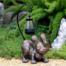 Laughing Dog Figurine with Solar-Powered LED Light 15.9 Inches Tall Antique Bronze, Perfect for Gift Garden Decor or Housewarming for Dog Lovers by GreenHaven Gardens