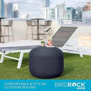 BIRDROCK HOME Outdoor Pouf Ottoman | Hand Woven Waterproof Foot Stool with Bead Bag Filling | Boho Foot Rest for Patio, Living Room, Porch & Outdoor Seating | Lightweight, Soft Stuffed Chair | Navy by CozyNest Decor