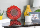 NAT & Jules Sunflower Shaped Dimensional Indoor Outdoor 12 inch Cast Resin Decorative Garden Stepping Stone, Patio, Walkway Sculpture Yard Art, Red by CozyNest Decor