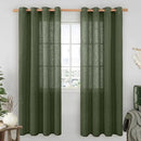 LAMIT Linen Sheer Curtains 80 inch for Living Room, Soft Thick Light Filtering Boho Window Textured Neutral Drapes with Bronze Grommet for Bedroom/Farmhouse, 2 Panels, 52 x 80 Inch, Olive Green by CozyNest Decor