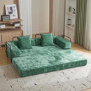 Convertible Sleeper Sofa Bed, Compression Folding Sofa with Pillow, No Assembly Required, Shape Frame, Floor Sofas Lounge Couch for Living Room, Bedroom, Small Spaces(Chenille, 77''W, Dark Green) by CozyNest Decor