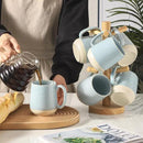 Hasense Porcelain Coffee Mugs Set of 6, 15 Ounce Large Ceramic Coffee Cups Set with Handle for Latte, Tea, Cocoa and Hot Chocolate, Sky Blue Coffee Mugs for Men and Women, Microwave Safe by CozyNest Decor