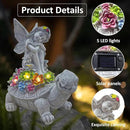 Solar Garden Statue Angel and Turtle,Figurines Outdoor Decor,Outdoor Solar Statue with LED Lights for Yard,Patio,Lawn Art Decoration,Housewarming Gift by GreenHaven Gardens