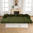 Convertible Sleeper Sofa Bed Set with Pillow, 4-in-1 Corduroy Folding Mattress Boneless Couch with Fixed-Shape Frame, Fold Out Floor Sofa Cama Lounge Couch for Living Room, Olive Green by CozyNest Decor