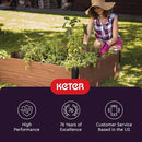 Keter 48" X 48" inches Wood Look Raised Garden Bed, Durable Outdoor Herb Garden Planter for Vegetables, Flowers, and Succulents, Brown by GreenHaven Gardens