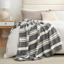 Snuggle Sac Queen Size Bed Blanket Stripe Black, Super Soft Warm Bedding Blankets Cozy Knit Fuzzy Plush Blankets for Bed, Living Room, Stripe Black, Queen 90"x90" by TinyTreasures Baby Boutique
