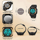 Kids Watch,Boys Watch for 3-15 Year Old Boys,Digital Sport Outdoor Multifunctional Chronograph LED 50 M Waterproof Alarm Calendar Analog Watch for Children with Silicone Band,Kids Gift by TinyTreasures Baby Boutique