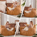 Giant Bean Bag Chairs for Adults Teens, Large Bean Bag Sofa Chairs with Filling Comfy Fuzzy BeanBag Chair with Armrests for Bedroom Living Room Reading (Brown, Large) by CozyNest Decor