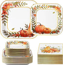 Grencian 200Pcs Fall Plates and Napkins Thanksgiving Plates Pumpkin Flower Wreath Plate Disposable Pumpkin Tableware Fall Party Supplies for Autumn Harvest Thanksgiving Party Decorations, Serves 50 by CozyNest Decor