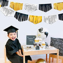 Black Silver Gold Tassel Banner Double Sided Metallic Fabric Pennant Bunting Flag Garland for Graduation Birthday Anniversary Bachelorette Engagement Wedding Bridal Shower Party Decorations Supplies by GreenHaven Gardens