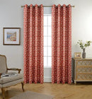 MIUCO Floral Embroidered Semi Sheer Curtains Faux Linen Extra Wide Grommet Window Panel Pair for Bedroom 52 x 95 Inch, Rust by CozyNest Decor