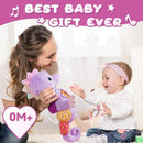 Baby Toys 0-6-12 Months,Musical Stuffed Animals Activity Soft Infant Toys with Multi-Sensory Crinkle, Rattle and Textures,Boys Newborn Baby Girl Toys, Seahorse, Purple by TinyTreasures Baby Boutique