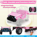 24V 4WD Ride on Truck Car w/800W Motors, Gift Flower, Remote Control, 2 Seaters, Light Bar, 3 Speeds, Pop Music, Power Four Wheels, 25 Volt Ride on Toy Car for Big Kids, Pink by TinyTreasures Baby Boutique