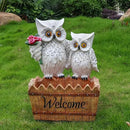 Garden Owl Statue Planter Outdoor - Large Owl Welcome Statue Tall Decor Fake Owls to Scare Birds Outdoor Sculptures for Patio Porch 25.2inch, White by GreenHaven Gardens