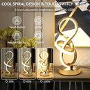 Modern Spiral Table Lamp, 7 Colors 10 Light Modes LED Nightstand Small Lamp with USB C+A Ports, Touch Dimmable Lamps for Living Room Bedroom Bedside, Unique & Cool Lamps,Gold by CozyNest Decor