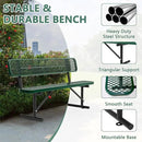 Heavy Duty Park Bench with Back Portable Frame, Outdoor Steel Bench with Backrest, Outdoor Park Bench Expanded Metal Mesh Bench for Lawn, Park, Deck, Garden, Patio, Porch, Black (Green, 6FT) by GreenHaven Gardens