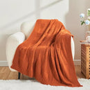 CozeCube Check Knit Throw Blanket, Rust Orange Checkered Throw for Couch, Decorative Christmas Soft Cozy Warm Knitted Blanket for Bed Sofa Living Room, 60"X80" by CozyNest Decor