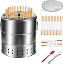 Stainless Steel Smokeless Barbecue Surround Charcoal Grill, Portable kebabs Charcoal Grill with Grilling Accessories Set, Diameter 15.4 inch/28 Kabob Skewer by GreenHaven Gardens