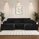 Modular Sectional Sofa Cloud Sectional Couch, 107" Comfy Fluffy U Shaped Black Couches for Living Room, Deep Seat Memory Foam Plush Corduroy Boneless Couch Sectionals with Left Facing Chaise Sofa by CozyNest Decor