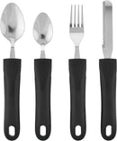 Adaptive Eating Utensils by Celley for Elderly, Handicapped | 4pc Easy Grip Silverware Stainless Steel Knife, Fork, 2 Spoons – (Black) by CozyNest Decor