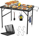 Outdoor Picnic Camping Table, Folding Grill Metal Table 3 Ft - Portable, Lightweight, Compact & Height Adjustable Collapsible Patio BBQ Table with Trash Bag Holder by GreenHaven Gardens