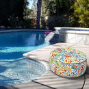 LVTXIII Indoor/Outdoor Inflatable Ottoman, All Weather Round Footrest Stool D21”x H9”, Portable for Patio Garden Camping or Home-Paisley Ummi Multi by CozyNest Decor