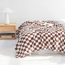 LOMAO Throw Blankets Flannel Blanket with Checkerboard Grid Pattern Soft Throw Blanket for Couch, Bed, Sofa Luxurious Warm and Cozy for All Seasons (Coffee, 50"x60") by CozyNest Decor