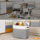 DULLEMELO Storage Baskets 17 inch Large Basket for Blanket Living Room, Foldable Storage Bins Baskets for Organizing [3 Pack] Blanket Storage Baskets Organizer for Home,Office,Closet(White&Grey) by TinyTreasures Baby Boutique