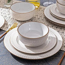 GBHOME Ceramic Dinnerware Sets,18 pcs Embossed Elegant Stoneware Plates and Bowls Sets, Housewarming Wedding Gift | Dishwasher & Microwave Safe | Dishes Set Service for 6 by CozyNest Decor