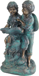 Alpine Corporation 15" Tall Indoor/Outdoor Girl and Boy Reading Together Statue Yard Art Decoration by GreenHaven Gardens