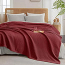 PHF Ultra Soft Waffle Weave Blanket King Size 104"x 90"- Washed Lightweight Breathable Cozy Woven Blanket for Bed - Aesthetic Decor for Couch Bedding Sofa Home Car - Wine by CozyNest Decor